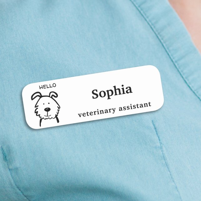 Cute Dog Veterinary Assistant Name Tag (Creator Uploaded)