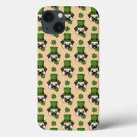 Cute Dog w Hat and Shamrock St Patrick's Pattern