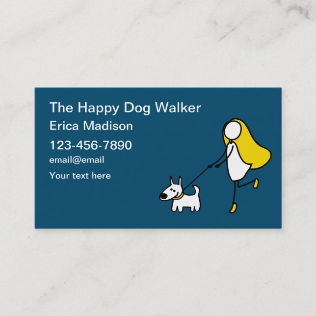 Cute Dog Walker Business Cards Template (Front)