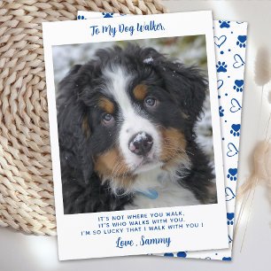 Cute Dog Walker Custom Pet Puppy Photo Thank You Card