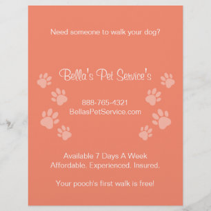 Cute Dog Walker Pet Services Pink Flyer