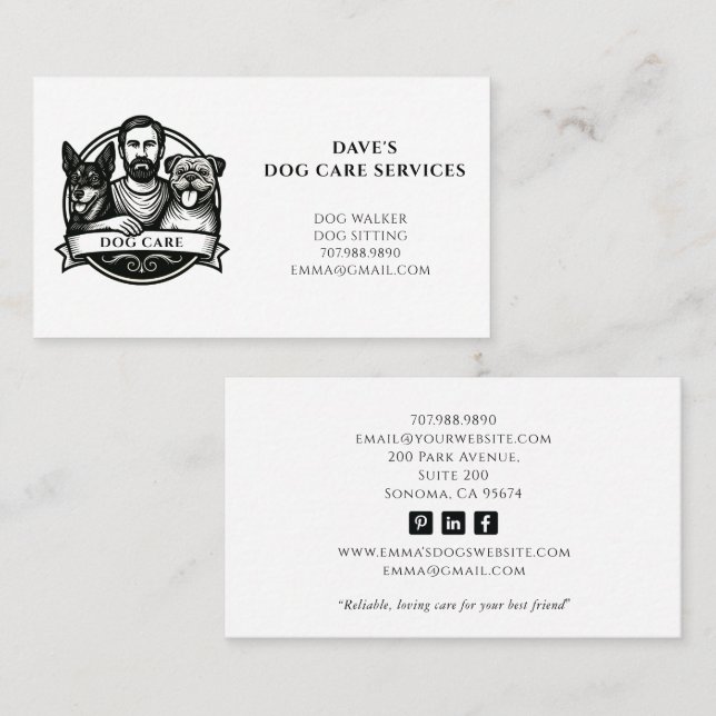 Cute Dog Walker Pet Sitter Business Card (Front/Back)