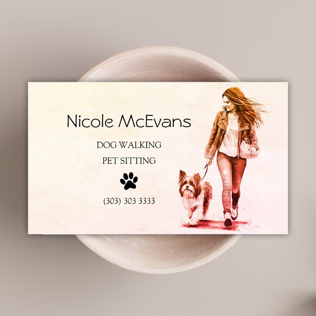 Cute Dog Walker Pet Sitter Business Card (Dog Walker Pet Sitter Business Card)