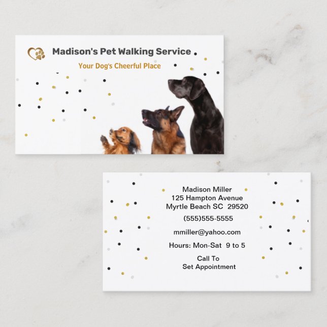 Cute Dog Walker/ Pet Sitter  Business Card (Front/Back)