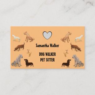 Cute DOG WALKER PET SITTER Business Card