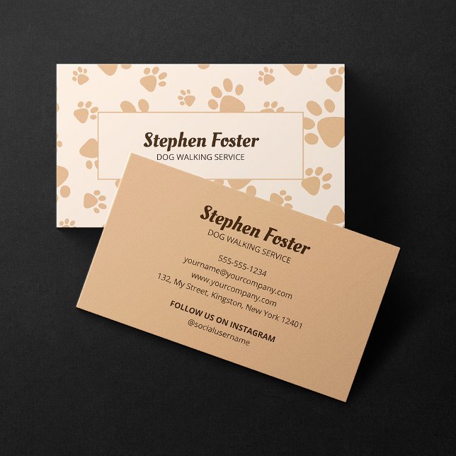 Cute Dog Walking Pet Sitting Dog Trainer Service Business Card (Creator Uploaded)