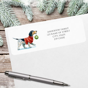 Cute Dog Watercolor Christmas Return Address Label