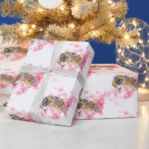 Cute dog watercolor portrait animal wrapping paper