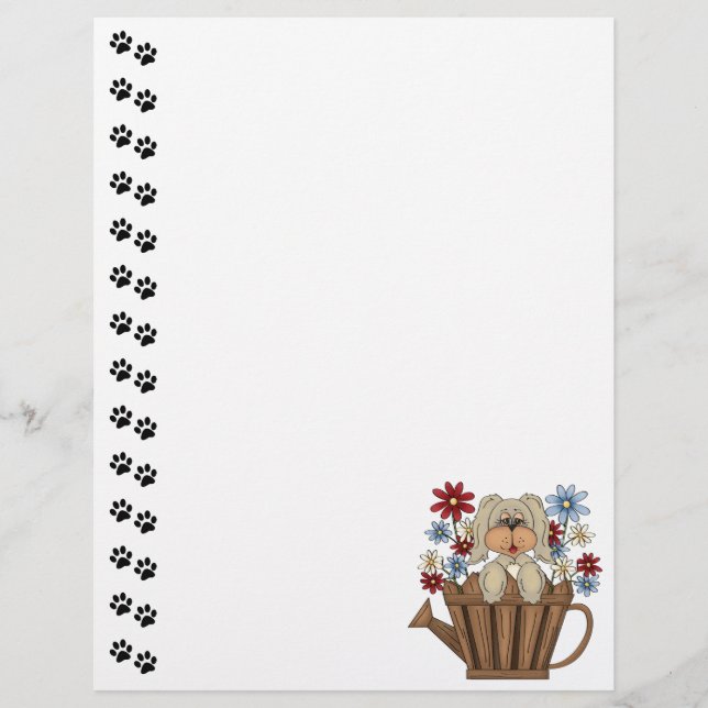 Cute Dog Watering Can Letterhead (Front)