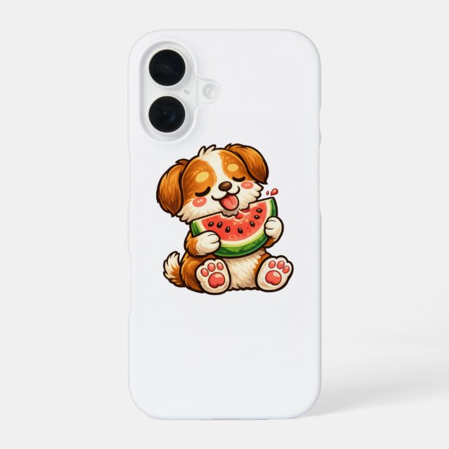 Cute Dog Watermelon iPhone 16 Case (Back)