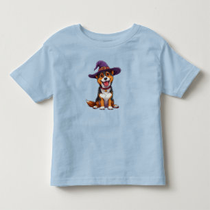 Cute Dog Wearing a Halloween Wizard Hat Toddler T-Shirt