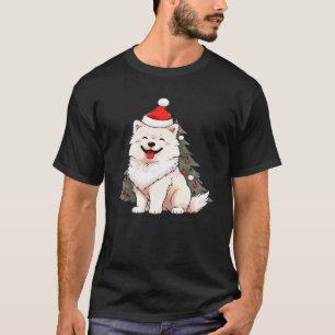 Cute Dog wearing Santa hat and Christmas tree Clas T-Shirt