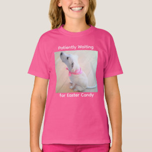 Cute Dog Wearing Scarf Waiting for Easter Candy T-Shirt
