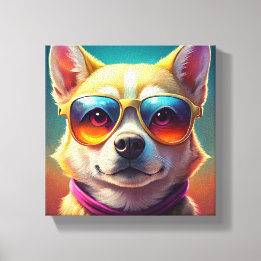 Cute dog wearing Sun glasses Canvas Print
