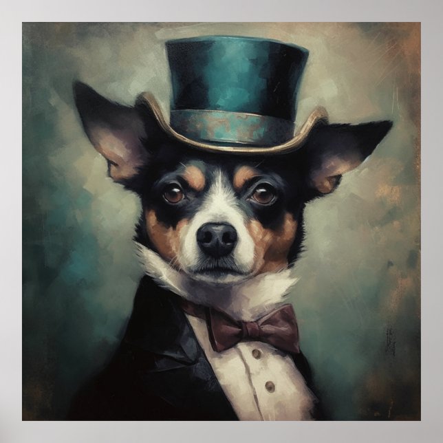 cute dog wearing top and bow tie poster (Front)