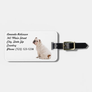 Cute dog white bulldog luggage tag