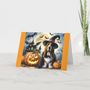 Cute Dog Witch Halloween Card