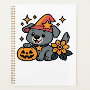 Cute Dog Witch hat Pumpkin Fun Halloween Oversized Planner