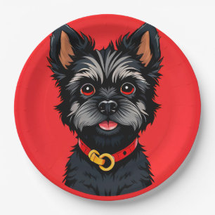 Cute Dog With a Colourful Collar Paper Plate