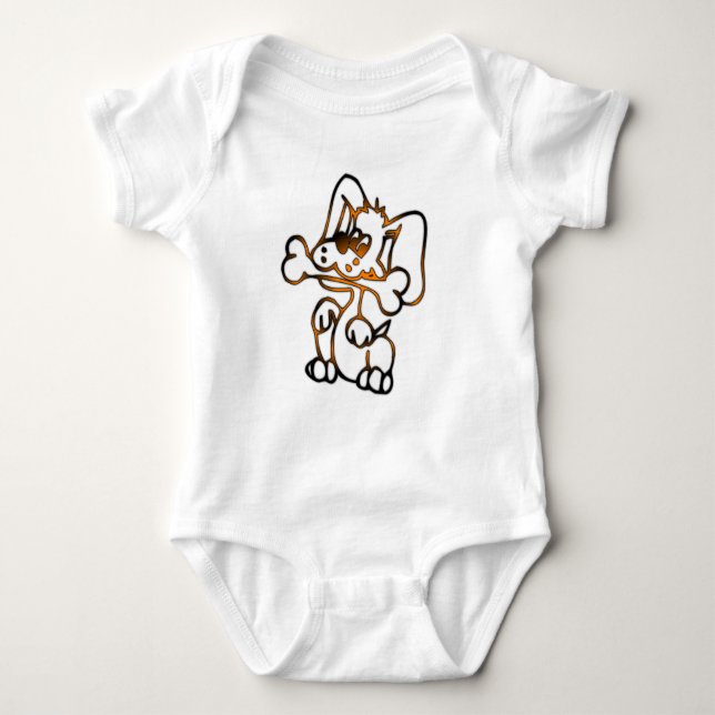 Cute Dog with Bone Baby Bodysuit (Front)