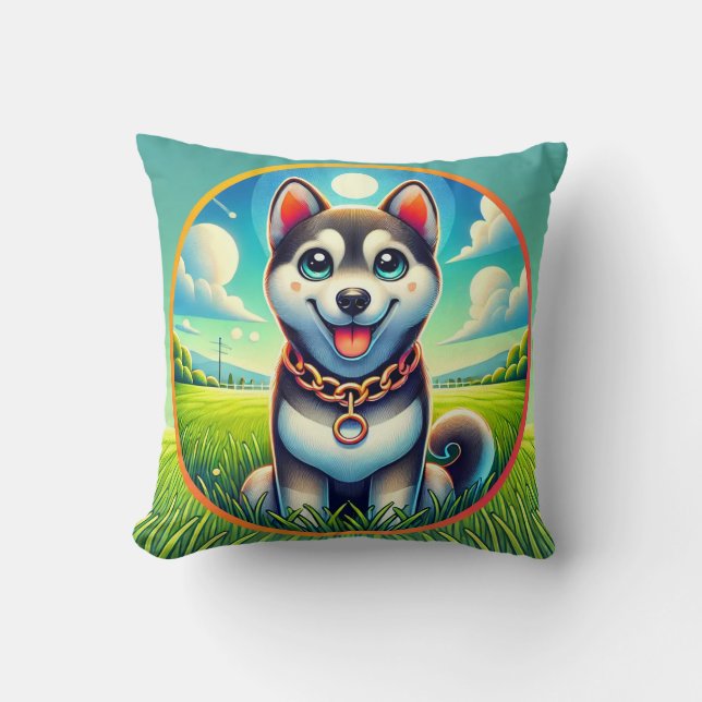 Cute Dog with Cheerful Expression Cushion (Front)