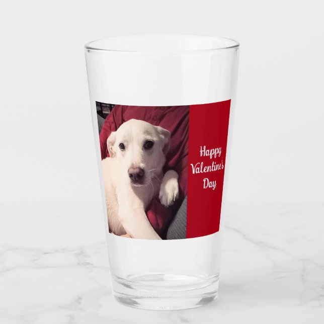 Cute Dog with Dad Valentines Day Glass (Front)