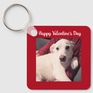 Cute Dog with Dad Valentines Day Two Photo Key Ring
