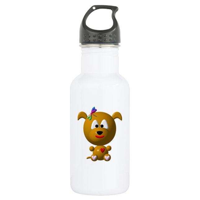 Cute Dog with Dragonfly 532 Ml Water Bottle (Front)