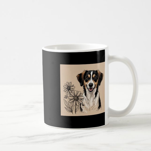 Cute Dog With Flowers  Coffee Mug (Right)