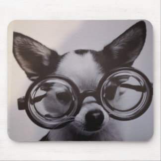 Cute Dog with Glasses Mouse Pad