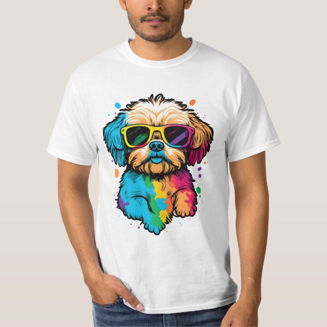 Cute Dog With Glasses T-Shirt  (Front)