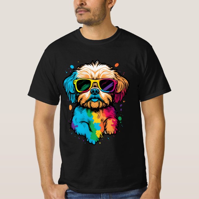 Cute Dog With Glasses T-Shirt  (Front)
