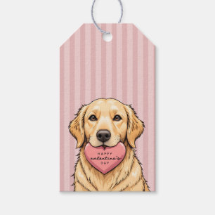 Cute Dog with Heart Happy Valentine's Day Gift Tags