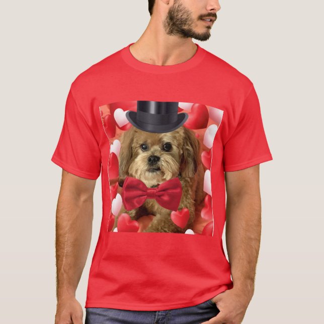 Cute Dog with Hearts T-Shirt (Front)
