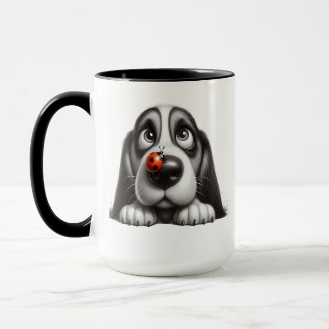 Cute dog with ladybug mug (Left)