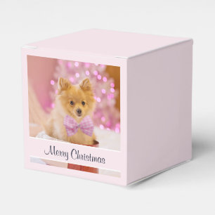 Cute Dog with Pink Bow Christmas Photograph Favour Box