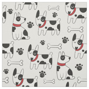 Cute Doges with Bones Fabric