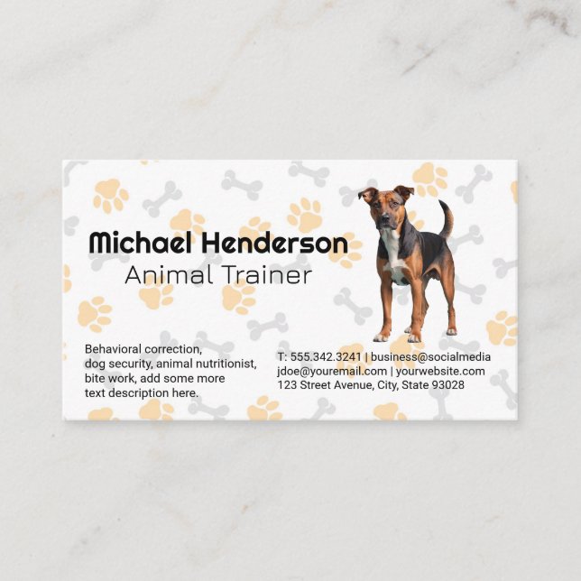 Cute Doggie | Dog Paw and Bone Patterns Business Card (Front)