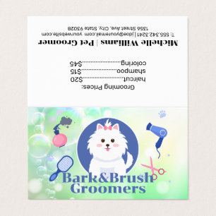 Cute Doggie Grooming Tools Soap Bubbles Business Card