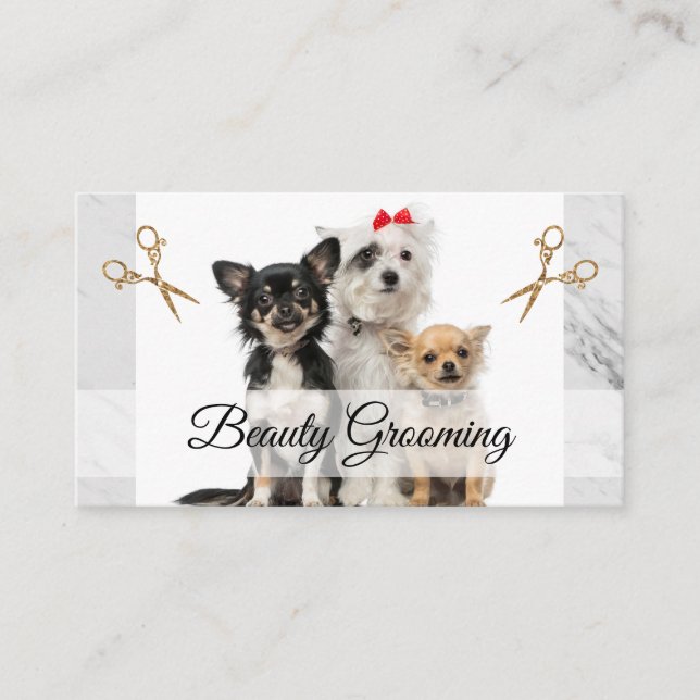 Cute Doggies | Grooming Scissors Business Card (Front)