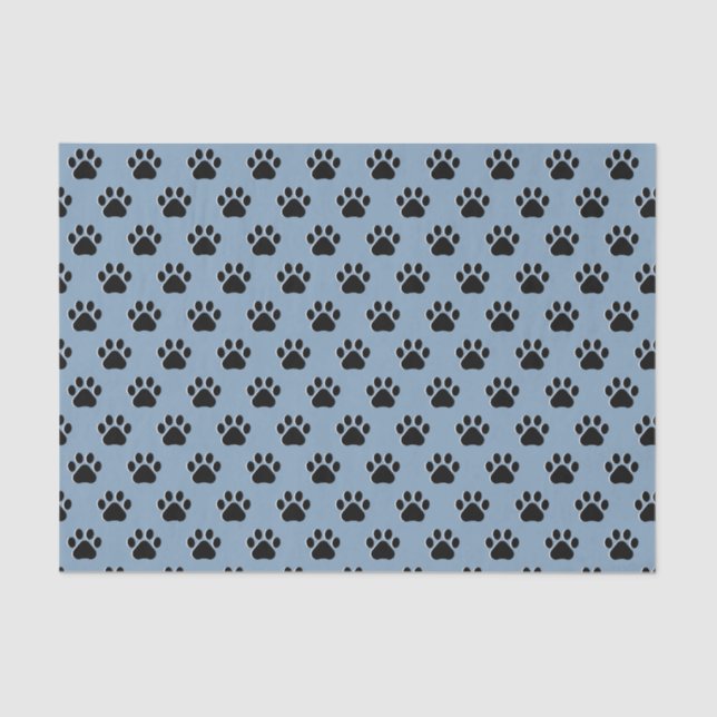 Cute Doggy Black Paws Tissue Paper (Front)