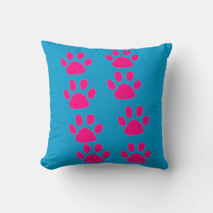 CUTE DOGGY PAW PRINT THROW PILLOWS - PINK GIFTS