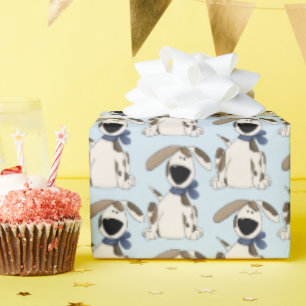 cute doggy with blue bow wrapping paper