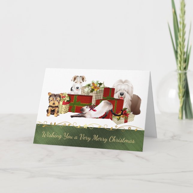 Cute Dogs and Cats Christmas Card (Front)