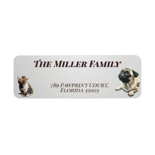 Cute dogs and cats look up Personalized Return Address Label