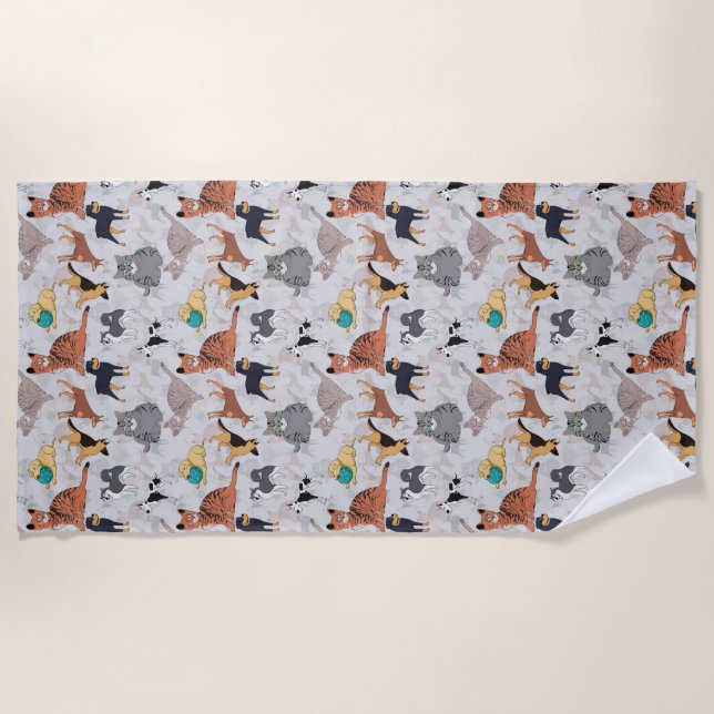 Cute Dogs And Cats Pattern Design Beach Towel (Front)