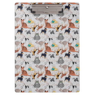 Cute Dogs And Cats Pattern Design Clipboard