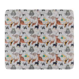 Cute Dogs And Cats Pattern Design Cutting Board