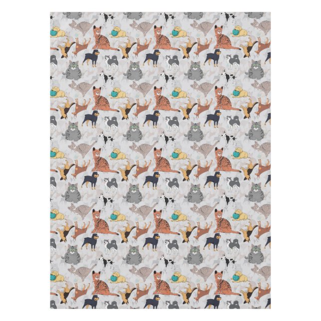 Cute Dogs And Cats Pattern Design Tablecloth (Front)
