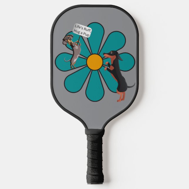 Cute Dogs and flower Pickleball Paddle (Front)